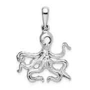 Sterling Silver De-Ani Rhodium-Plated Polished Octopus Pendant