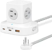 Power Strip Tower with USB-C, Small Surge Protector (1700J), 5 FT Extension Cord