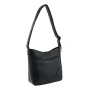 Milleni Women's Chic Leather Shoulder Crossbody Bag 27x26cm Black