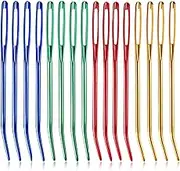 Zuoyou 16 Pcs Large Eye Needles Bent Tapestry Needle Yarn Needle Knitting Needles Sewing Needles Weaving Needle with Box, 4 Colors