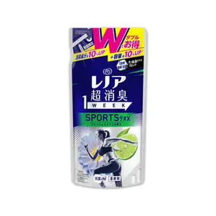 日本P&G Lenor 蘭諾 運動衣物超消臭香氛柔軟精補充包440ml/袋-檸檬香 (洗衣芳香除臭劑,室內晾曬,護衣精,衣物柔軟精)
