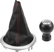 TUCKBOLD 5 Speed Manual Gear Shifter Knob with Cover for Suzuki Swift | Automotive Gearbox Stick Shifter Lever Knob Chrome Red Plastic and Faux Leather 1 Pcs