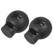 Plastic Spring Cord Locks(0.3")8pcs, Round Toggle Stoppers Slider Black