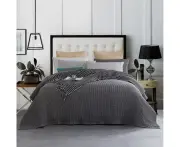 100% Cotton Dark Grey Chunky Waffle Weave Blanket Throw Rug