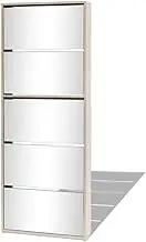vidaXL Shoe Cabinet with Mirrored Front – 5-Drawer Wall-Mounted Shoe Storage – Elegant Oak Finish – Capable of Holding 15-20 Pairs of Shoes