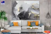 Ash & Gold Abstract Painting Wall Canvas Home Decor Australian Made Quality