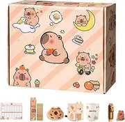 Capybara Stationery,Capybara Pencil Case for Kids | Cute Stationery for Christmas Birthday, Back-to-School Supplies, Include Notebooks, Sticky Notes, Stickers, Pencils, and More