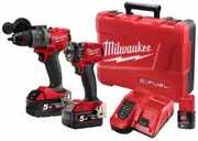 Milwaukee M18FPP2B3502C - 18V Brushless 2 Piece Drill/Wrench Combo Kit 2B3 (2 x 18V 5.0Ah / 1 x 12V 2.0Ah)