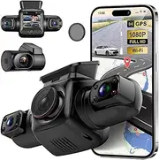 Channel DashCam Built-in GPS WiFi Night Vision 360 Degree View Dash Car Camera Parking Monitor 128G 1080P