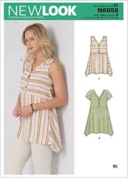 New Look Sewing Pattern 6658 Handkerchief Hemmed Top Misses Size 10-22