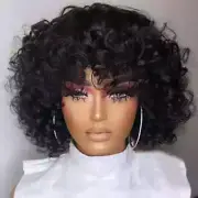 Afro Rose Curly Funmi Wigs with BangCurly BobWig With Bang Rose Curly Human Hair