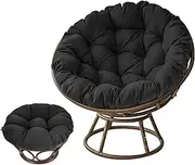 Wicker Papasan Chair 360 Degree Swivel, Papasan Chair Cushion, Cozy Papasan Moon Chair for Outdoor Indoor Without Chair (Color : Black, Size : 90 * 90cm)