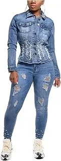 [Generic] Women's Denim Jackets Slim Fit Denim Jacket Top Cropped Jacket Dressy Jean Jacket