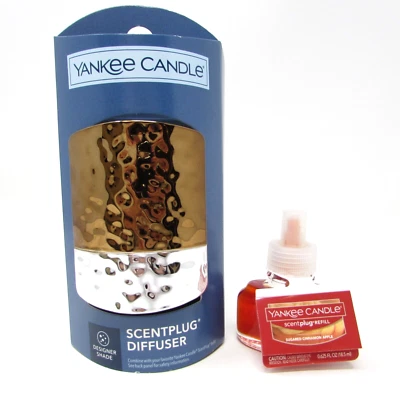 Yankee Candle Set Silver Gold Scentplug Diffuser Plus 1 Refill Scent Varies NEW