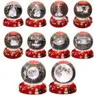 6cm 3D Crystal Ball Xmas Wood Base Engraved LED Night Light for Home Room Decor