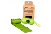 Compostable Green Dog Poop Waste Dispenser & 1 Roll of 20 bags by Pet One