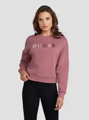 GUESS Women's Eco Mauve Clara Logo Jumper in Purple Size: Medium, Polyester