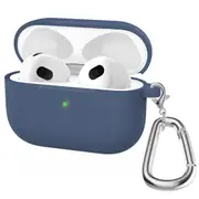 ZUSLAB AirPods 3 Case Silicone Skin Shockproof Full Protective Cover Supports Wireless Charging with Durable Carabiner for Apple - Blue