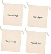 WOONEKY Elegant Embroidered Canvas Bag Travel Essential for Hair Dryer Drawstring Hair Dryer Bags Anti-scratch Storage 4pcs Set
