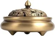 Incense Holder Creative Brass Three-Foot Incense Burner with Lid and Carrying Handle Home Indoor Incense Holder Decoration Incense Burner