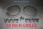 (2) 18 INCH STEEL SPEAKER SUB SUBWOOFER GRILL MESH COVER W/ CLIPS SCREWS GR-18