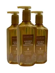 3 BATH & BODY WORKS GENTLE CLEAN GEL HAND SOAP GOLDEN BERRY MISTLETOE NEW