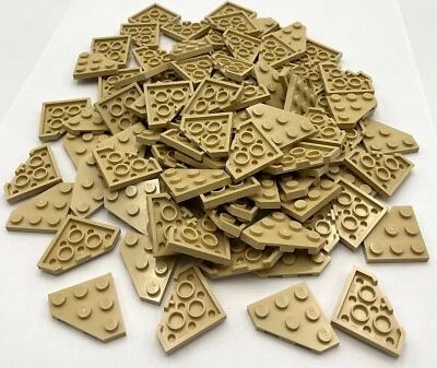 Lego 100 New Tan Wedge Plates 3 x 3 Cut Corner Parts