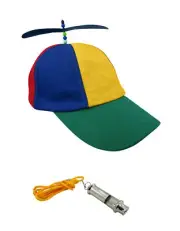 Propeller Beanie Hat And Train Whistle Cap Noisemaker Fun Costume Accessory Set