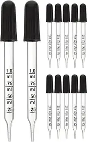 SOLUSTRE 12 Pack Graduated Glass Eye Droppers Dropper Pipettes for Essential Oils 0.25ml to 1ml Scales Soft Tip for Easy
