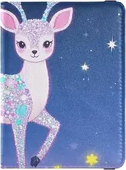 [Amooorous] Cartoon Cute Fake Sequin Fawn Leather decorative Passport Card Holder Cover Combo Travel Documents Organizer Protector Passport Holder Waterproof, Cartoon cute fake sequin fawn, 1 size
