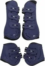 FONDOTIN Horse Leg Braces 4pcs Horse Leg Cover Boots Pu Shell Medicine Brushing