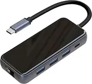 USB C HUB 5 Ports, Boreguse USB HUB with 3*USB 3.0 Ports, USB C Adapter with 1000M Enternet, Type C HUB with 100W PD Charging, Multiport HUB Compatible for MacbookPro/Air, iPad Pro,Huawei,Samsung ect