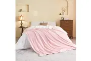 LINENOVA Reversible Sherpa Fleece Throw Blanket Twin Queen Size(Light Pink)