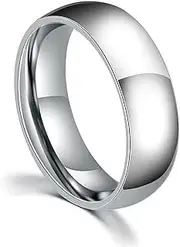 [Wozya] 6 mm Wedding Bands Rings for Women Love Gold Silver Color Ring Stainless Steel Men Promise Jewelry