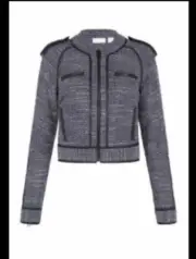NWT * sass & bide * Black + Blue Oh Yes Boucle Navy Tweed Moto Jacket