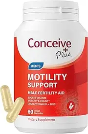 Conceive Plus Mens Motility Support - Supplement for Sperm Motility, Health & Count, Semen Volumizer – Male Multivitamin with Zinc, Ginseng, Ashwagandha, Q10, Antioxidants- 60 Capsules