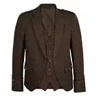 New Brown Tweed Argyle Kilt Jacket With Vest Scottish Wedding Wool Argyle Jacket