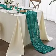 Nialnant Teal Cheesecloth Table Runner,35 x 160 Inch Gauze Table Runners for Wedding Bridal Shower Birthday Party,Farmhouse Holiday Table Runner for Indoor & Outdoor