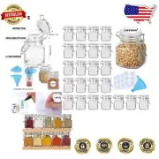 Clear Airtight Glass Jars Set - 24 Pack 4oz Spice Storage with Labels & Funnels