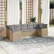 Patio Furniture Sets 7 Piece Garden Sofa Set with Cushions Mix Beige Poly Rattan