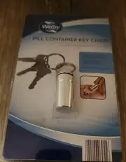 Welby Pill Container Keychain Silver Travel Turn and Lock~NIP D1