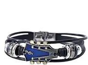 [Generic] Bracelet Guitar - Adjustable Music Bracelet | Rocks Guitars Shape Wristbands | Multi-Layer Wristband | Handmade | PU Leather Bangle Wristband Fashion Jewelry For Music Lovers, Refer to description,