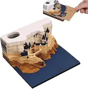 3D Art Calendar, 2024 Magical Castle Timepiece Calendar, Rip Away Calendar 3D Art Notepad, Tear Away Calendar Sculpture for Desktop Decoration Valentine's Day Anniversaries and Christmas
