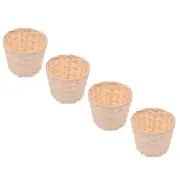 4 Pcs White Storage Bins with Lids Rattan Candy Basket Fruit Baskets