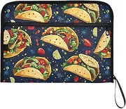 YMXFXP Taco Food Sauce Expandable Filing Folder, 13-Pocket Funny Cute Design with Sticky Labels, A4 Letter Size Document Organizer for Office, School, Boys, Girls