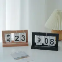 在飛比找momo購物網優惠-【zozo】北歐風木質桌上日曆(桌面擺飾 木製日曆 簡約萬年