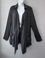 Knox Rose Drape Cardigan Small Black Wash Whimsy Goth Fairy Grunge Asymmetrical