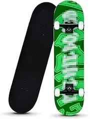 Sports Beginner Skateboard, (Spring Plowing Pattern) Four-Wheel Double Tilt 31-inch 8-Layer Maple Professional Skateboard Suitable for Young Adults