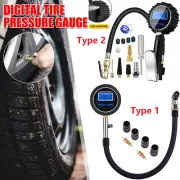 200PSI LCD Digital Tyre Inflator Car Motorcycle Air Pressure Tire Gauge Pro Kit