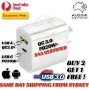 Dual Charging USB C iPhone Charger Wall Home Power Adapter USB A Samsung Charger